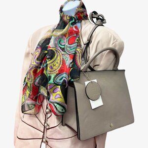 Every Day Shoulder/Hand bag by  AOD New York Leather Gray + Free Floral Chiffon